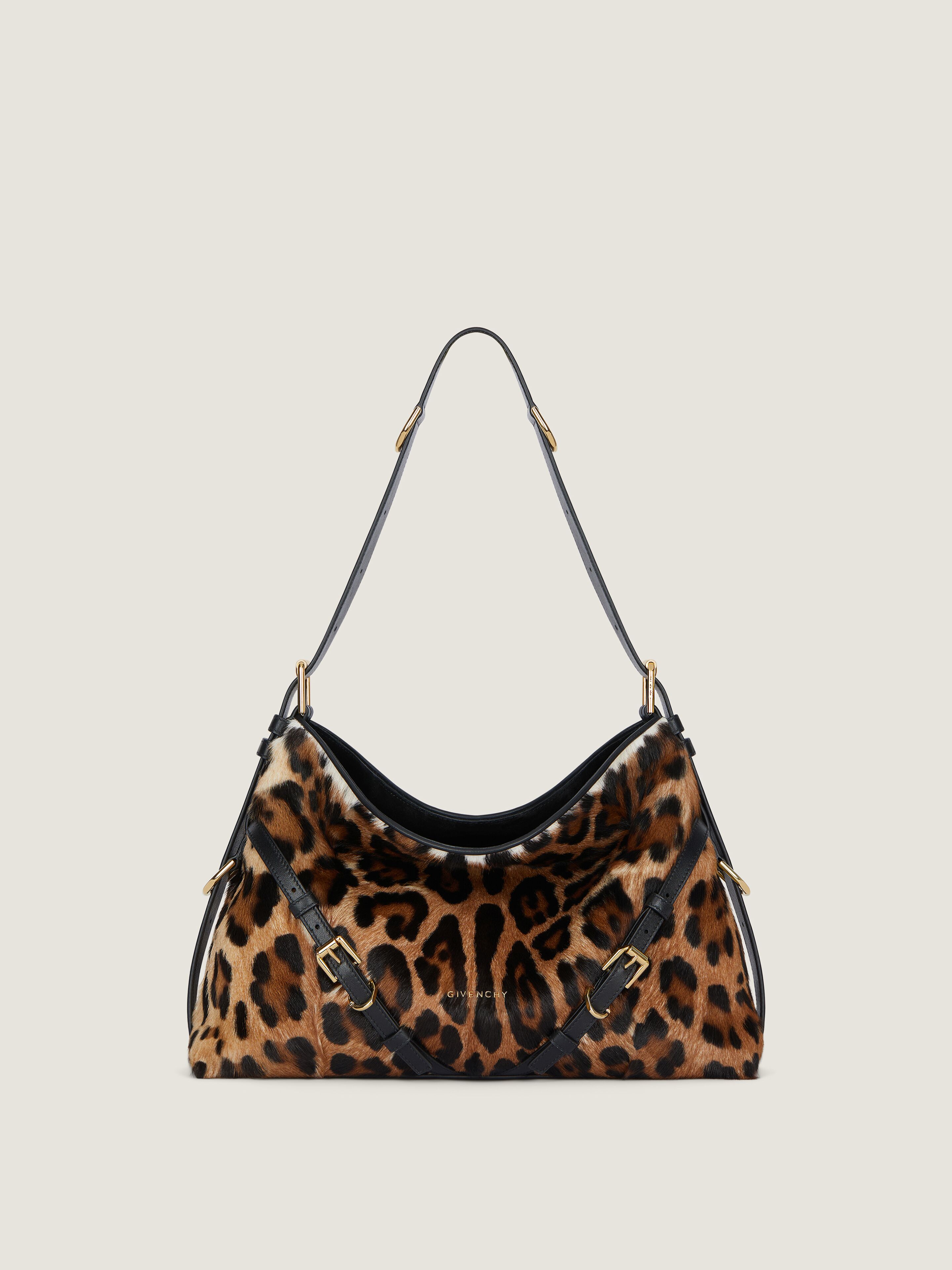 Medium Voyou bag in pony effect leather with leopard pattern